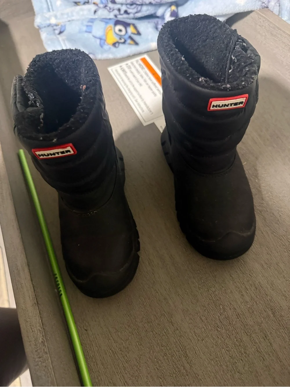 Hunter Black Kids Snow Boots with Quilted Upper